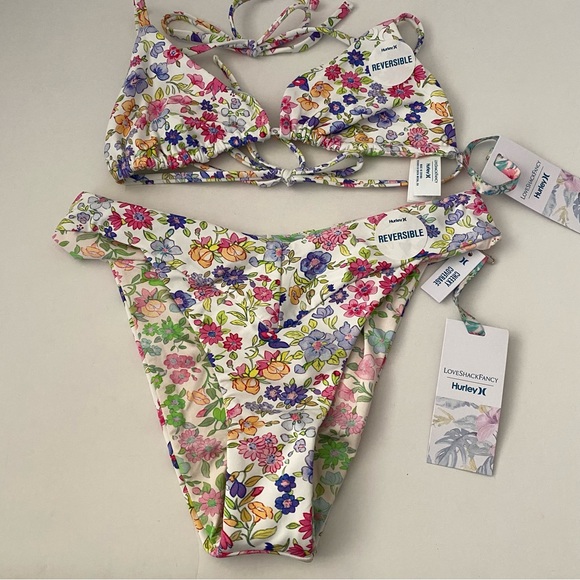 LoveShackFancy X Hurley Sunny Meadow Bikini M NWT - Picture 4 of 13